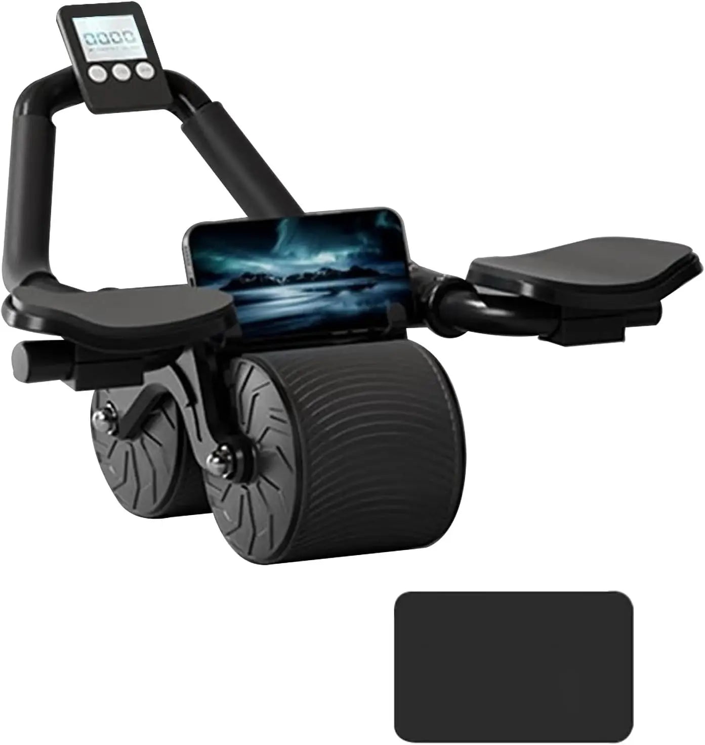 Abdominal Roller Exercise Device, Abdominal Fitness Wheel for Core Muscle Training, with Digital Timer and Phone Holder, Intelligent Dual-Wheel Rebound Design Home Gym Kit Rueda Auto Abdominal Wheel