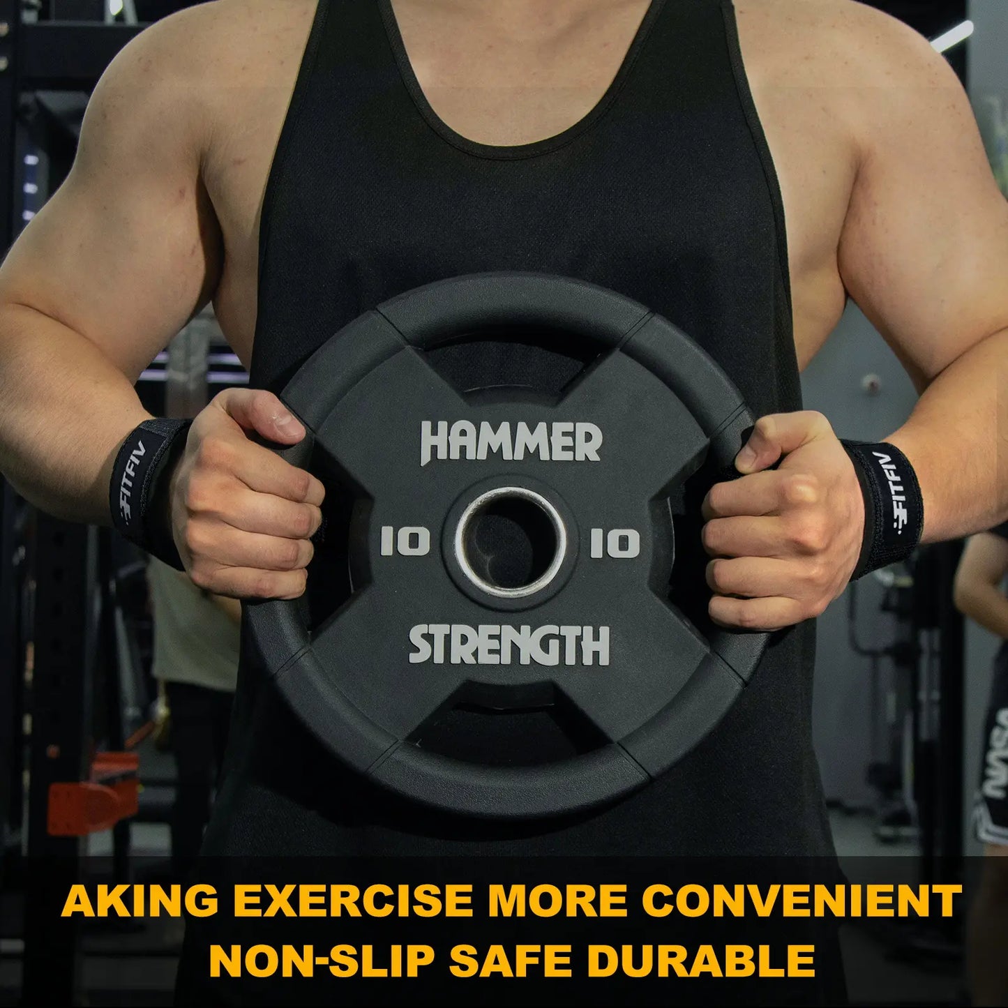 FITFIV Lifting Straps for Weightlifting, Lifting Wrist Straps for Gym Strength Training, Neoprene-Padded Wrist Cushion - Men & Women Lifting Straps