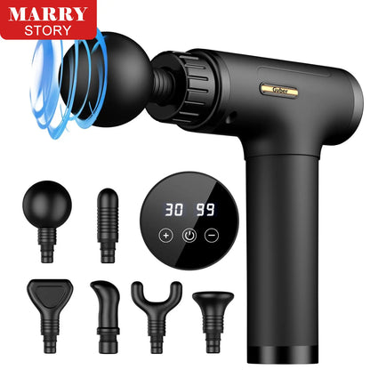 Handheld Electric Fascia Massager Gun Massage Devices Neck , Handheld Mini Massager Gun Contains 6 Massage Head,Quiet Portable Comfort, Dealsforyoudays