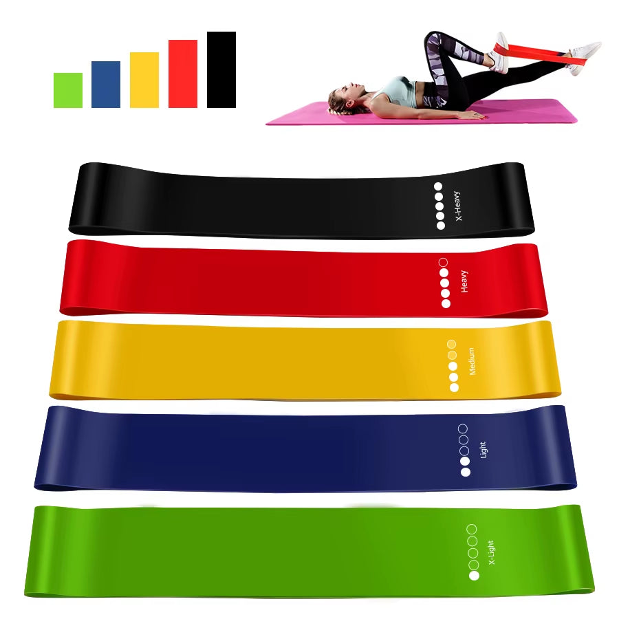 Yoga Sport Exercise Elastic Fitness Bands Ideal for Home 5 Different Levels Resistance Bands Pilates Crossfit Workout Equipment