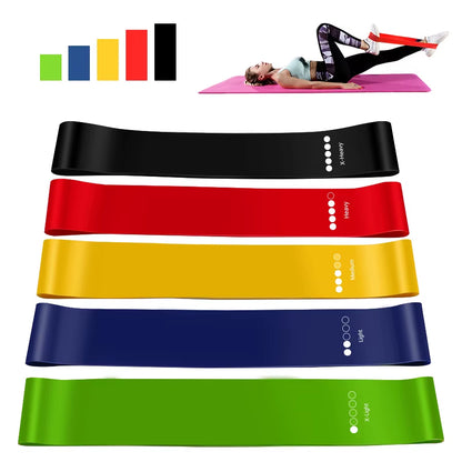 Yoga Sport Exercise Elastic Fitness Bands Ideal for Home 5 Different Levels Resistance Bands Pilates Crossfit Workout Equipment