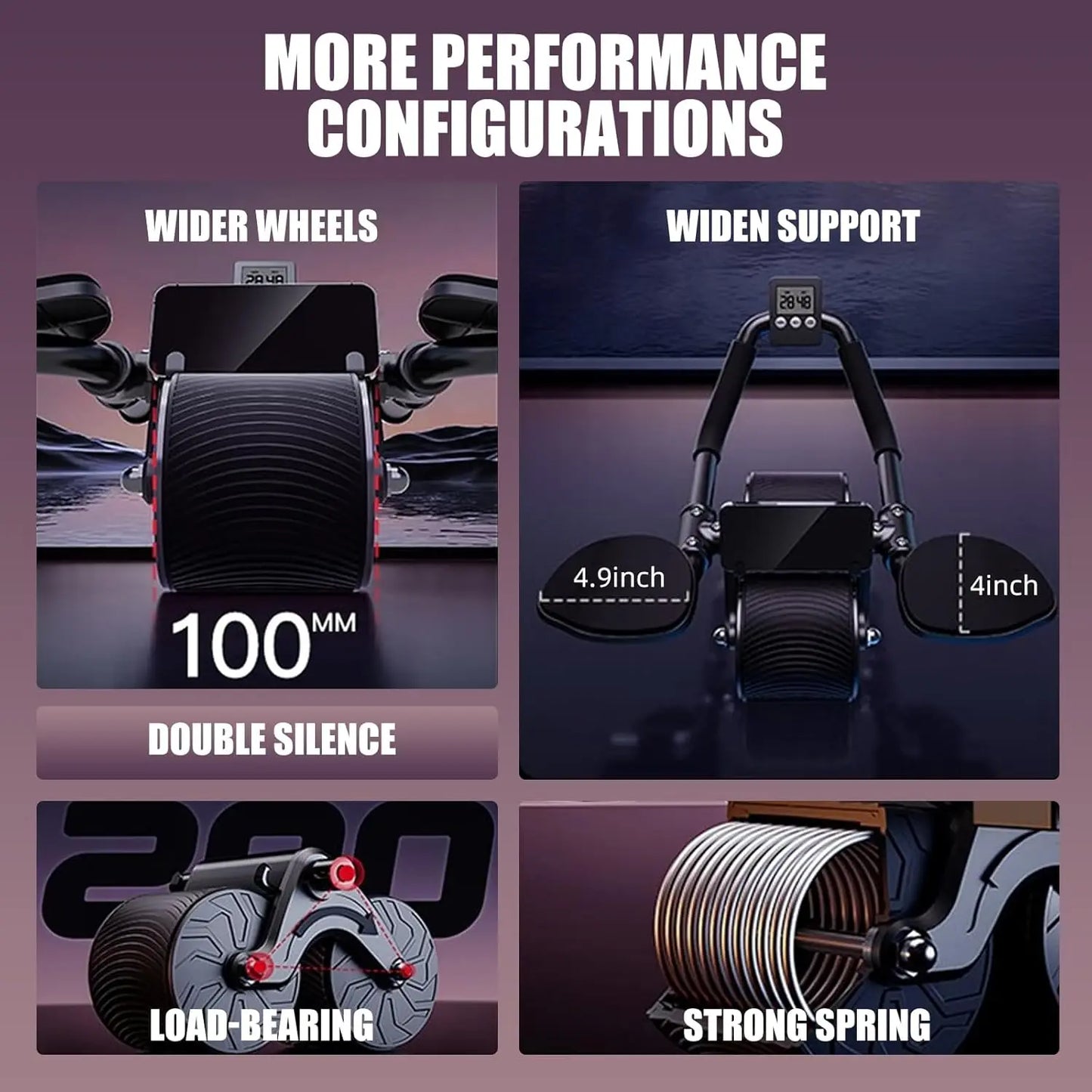Abdominal Roller Exercise Device, Abdominal Fitness Wheel for Core Muscle Training, with Digital Timer and Phone Holder, Intelligent Dual-Wheel Rebound Design Home Gym Kit Rueda Auto Abdominal Wheel