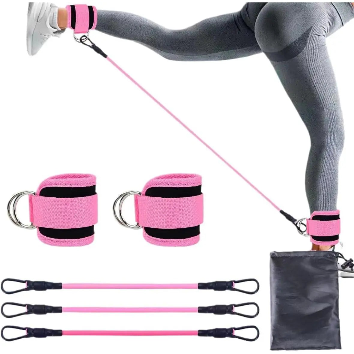 Ankle Resistance Bands, Ankle Resistance Bands with Cuffs, Ankle Bands for Exercise, Hip Exercise Equipment for Hip Training with Kickbacks, Hip Lift Bands, Leg and Hip Fitness Training