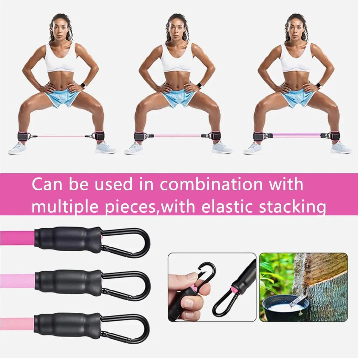 Ankle Resistance Bands, Ankle Resistance Bands with Cuffs, Ankle Bands for Exercise, Hip Exercise Equipment for Hip Training with Kickbacks, Hip Lift Bands, Leg and Hip Fitness Training