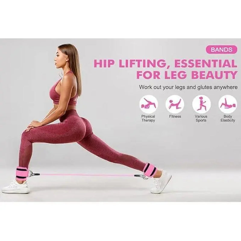 Ankle Resistance Bands, Ankle Resistance Bands with Cuffs, Ankle Bands for Exercise, Hip Exercise Equipment for Hip Training with Kickbacks, Hip Lift Bands, Leg and Hip Fitness Training