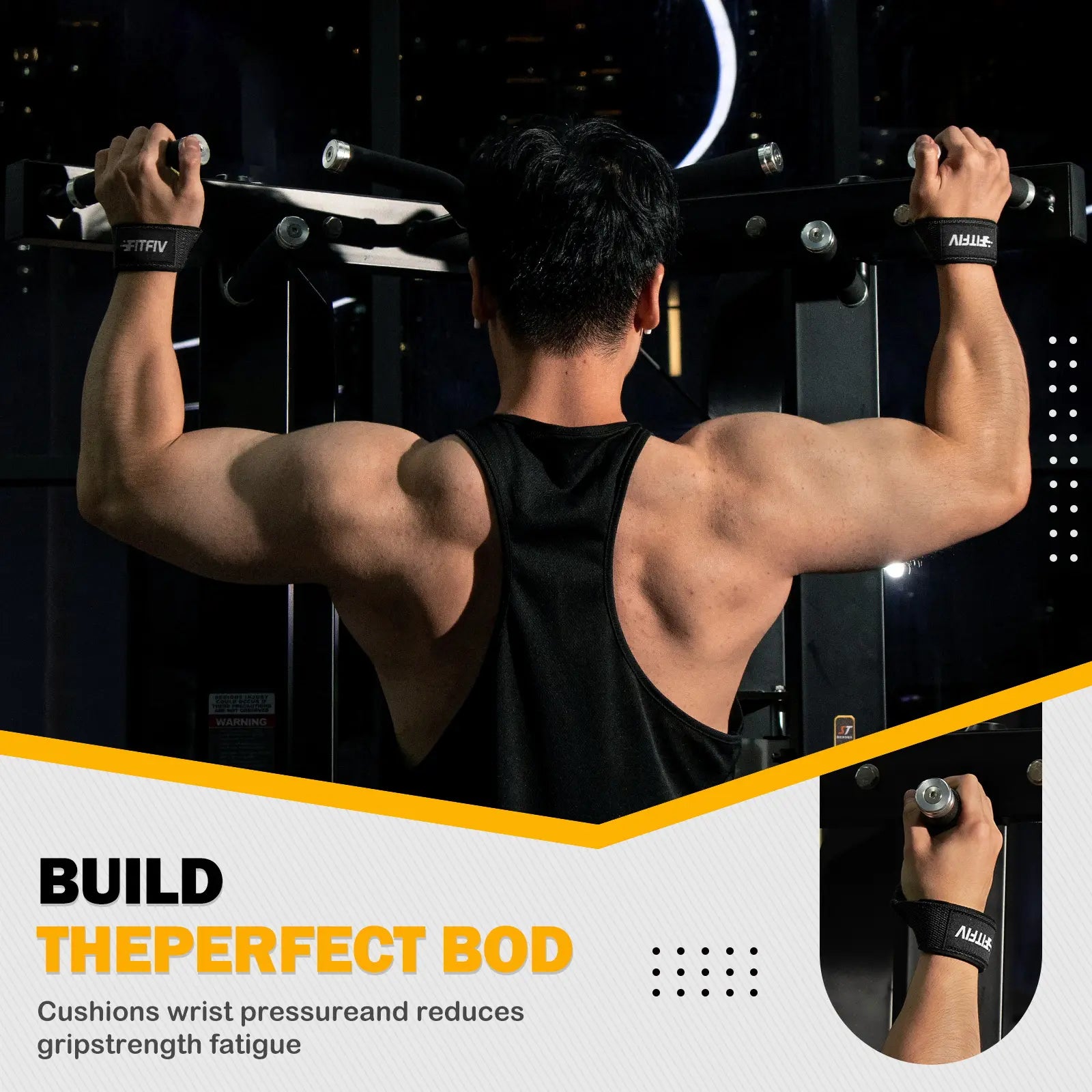 FITFIV Lifting Straps for Weightlifting, Lifting Wrist Straps for Gym Strength Training, Neoprene-Padded Wrist Cushion - Men & Women Lifting Straps