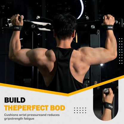 FITFIV Lifting Straps for Weightlifting, Lifting Wrist Straps for Gym Strength Training, Neoprene-Padded Wrist Cushion - Men & Women Lifting Straps