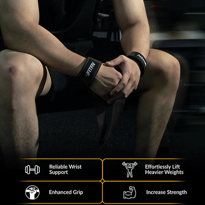 FITFIV Lifting Straps for Weightlifting, Lifting Wrist Straps for Gym Strength Training, Neoprene-Padded Wrist Cushion - Men & Women Lifting Straps