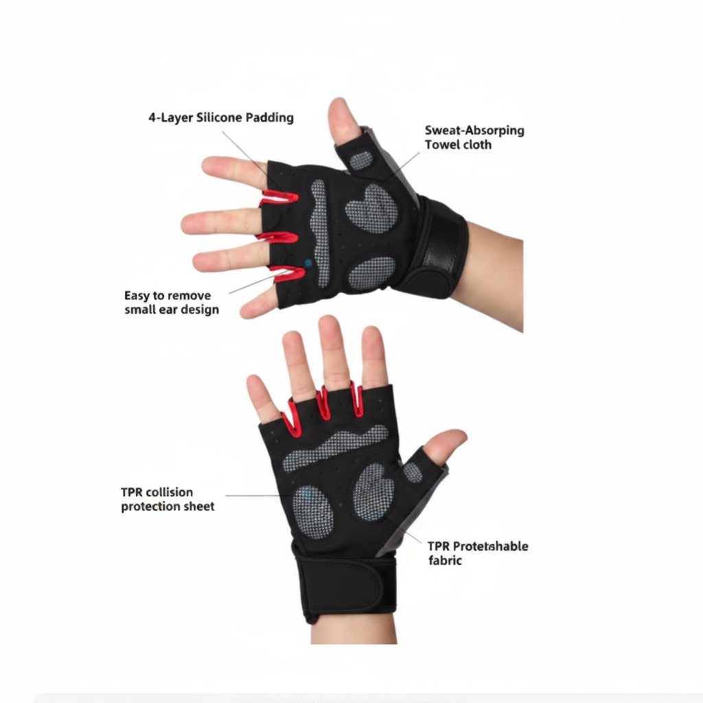 Gym Gloves with Wrist Support & Anti-Slip Grip