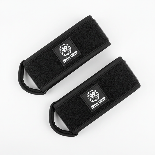 Black premium gym wrist straps with velcro closure
